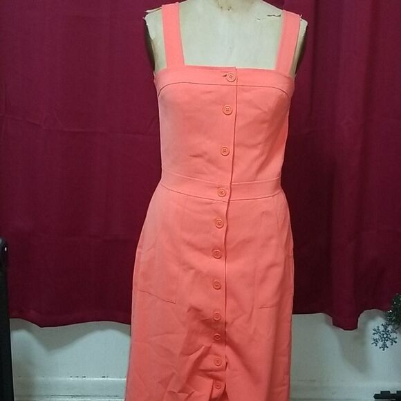 Amanda Uprichard Crepe Flare & Fit Front button Orange Dress L - Picture 1 of 7